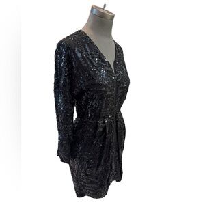 Theory Black Silk Sequin Dress Size 0